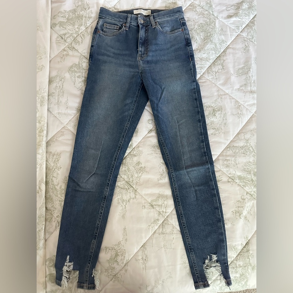 Topshop Jamie Distressed Blue Skinny Jeans